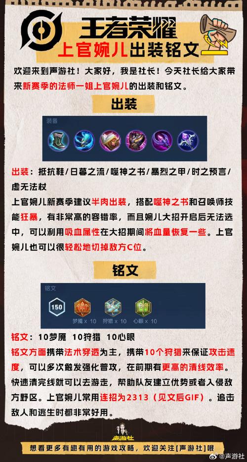 王者荣耀上官婉儿最强出装,肉婉儿反制攻略,胜率登顶