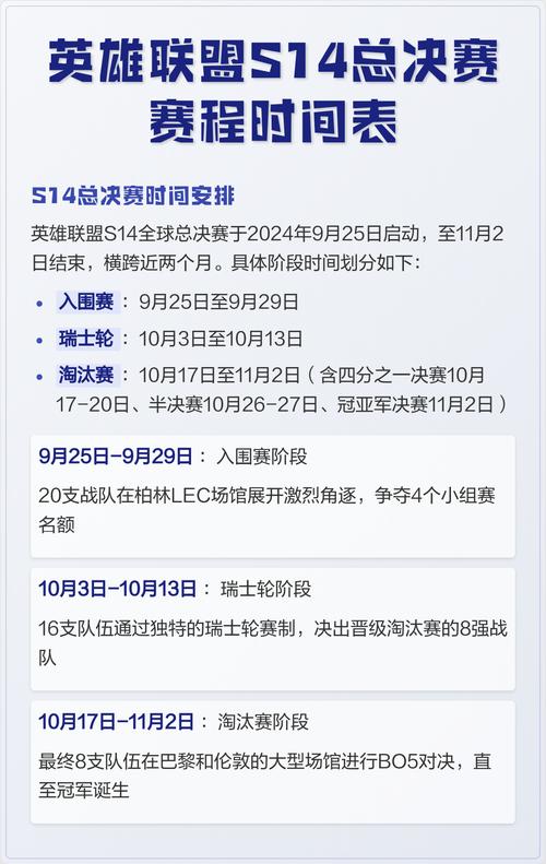 英雄联盟总决赛时间表