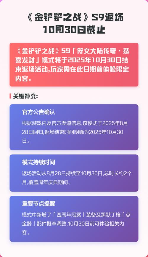 金铲铲s9返场时间