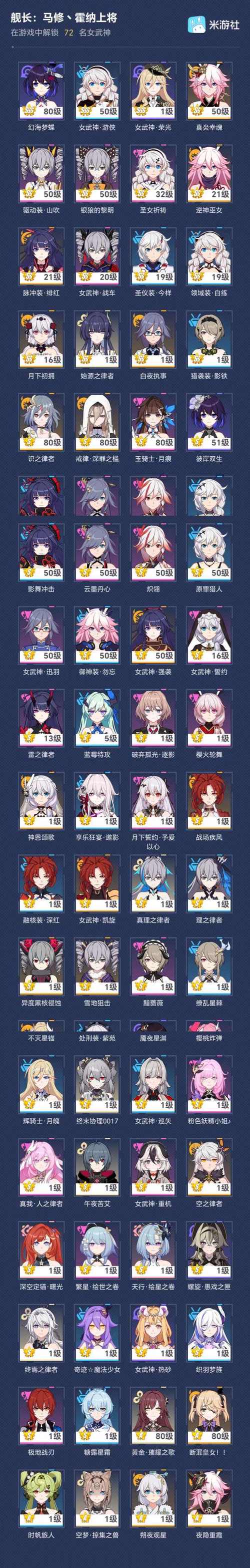 崩坏三的所有女角色名字