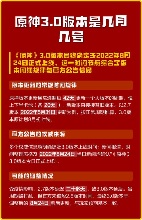 原神3.0上线时间