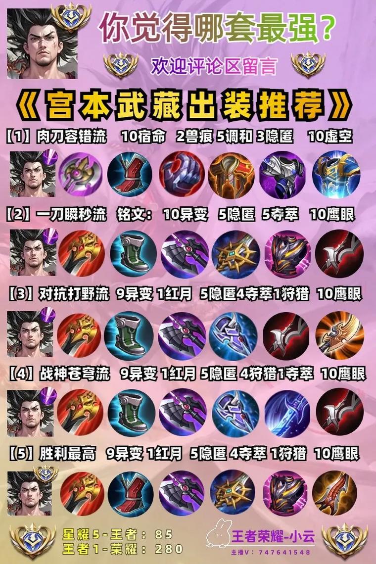 王者荣耀官本武藏带什么铭文