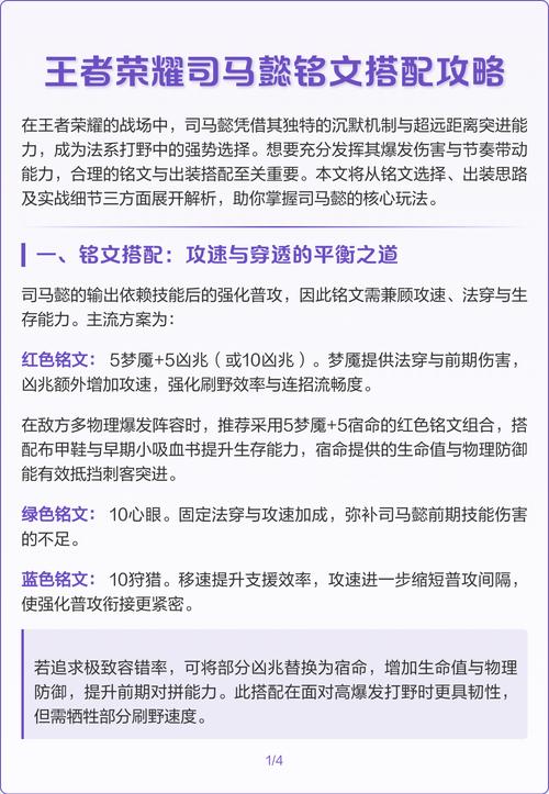 王者荣耀司马懿新手适合带什么铭文?如何快速上手?