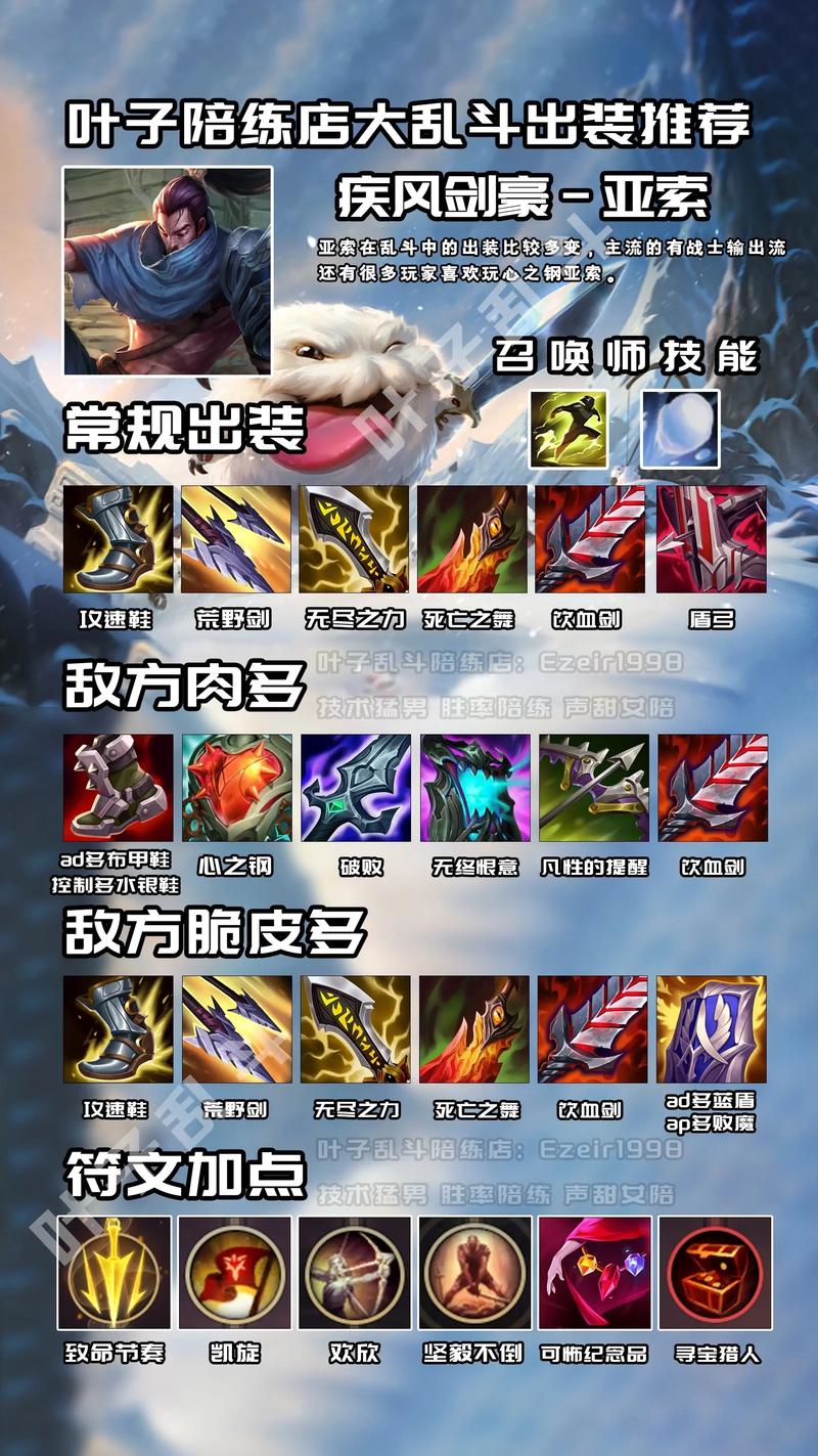 LOL大乱斗亚索怎么玩(大乱斗亚索符文选取推荐)