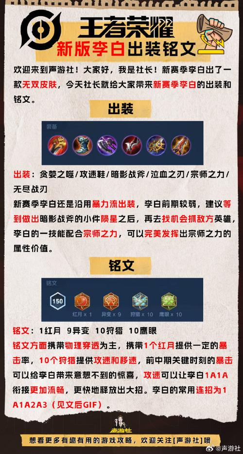 王者荣耀职业选手李白出装铭文