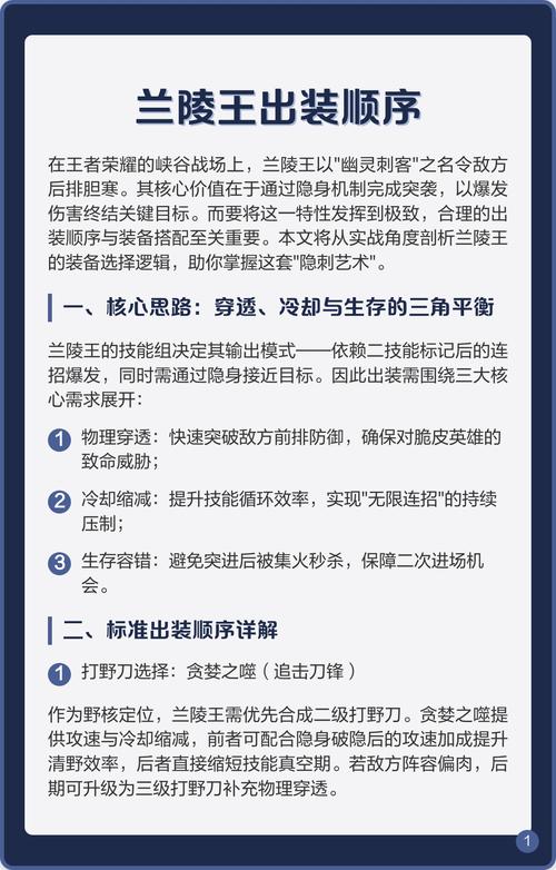 王者荣耀男英雄兰陵王出装攻略