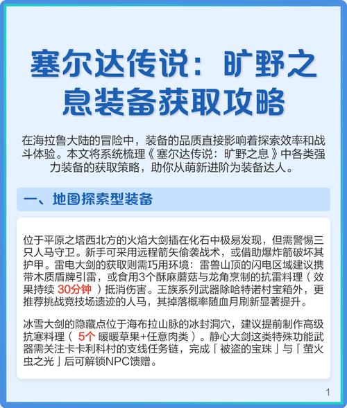 《塞尔达传说荒野之息》套装图鉴及获得方法