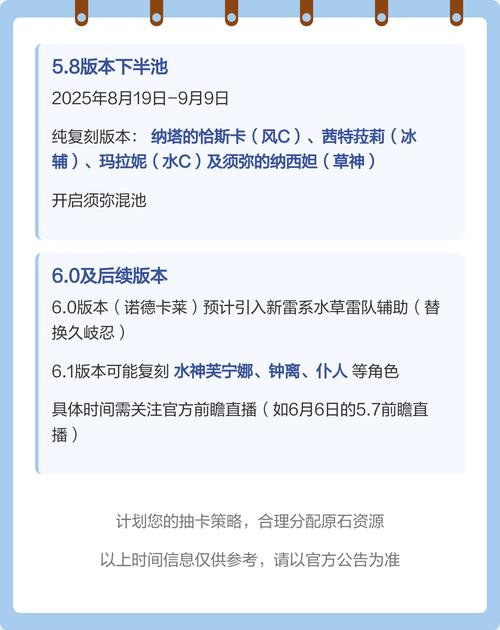 原神卡池时间表
